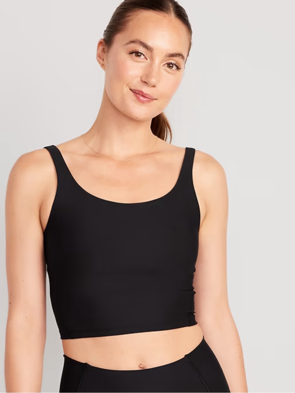 Old Navy Light Support PowerSoft Longline Sports Bra In black jack